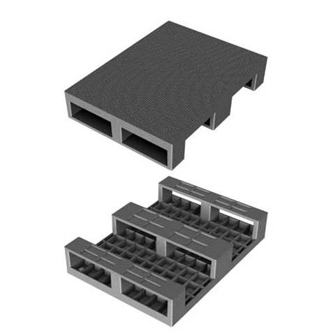 Kunststoffpalette, geschlossen, hygienisch, 800 x 600 mm, Schwarz - Bild3