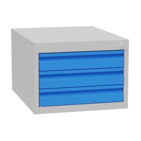 Box container - dulap banc masă de atelier - modul corp dulap cu sertare atașabil banc lucru, HxLxl: 350x480x610 mm, 3 sertare, RAL7035/512 - Kovona Lysa nad Labem