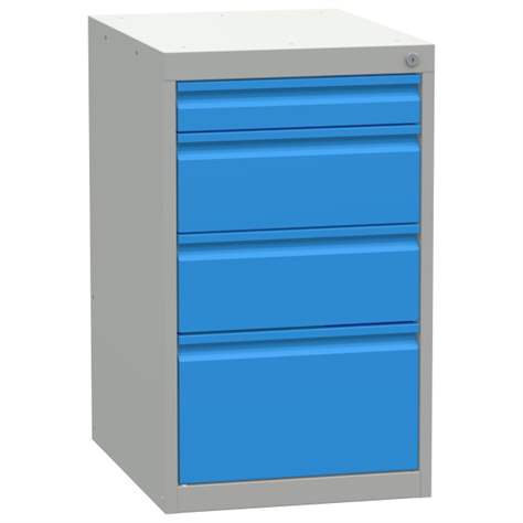 Box container - dulap banc masă de atelier - modul corp dulap cu sertare, HxLxl: 800x480x610 mm, 4 sertare - Kovona Lysa nad Labem