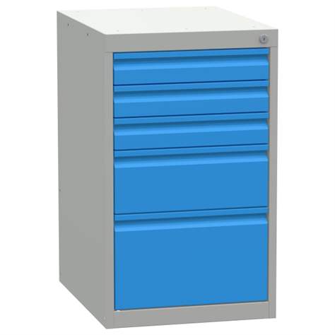 Box container - dulap banc masă de atelier - modul corp dulap cu sertare, HxLxl: 800x480x610 mm, 5 sertare - Kovona Lysa nad Labem