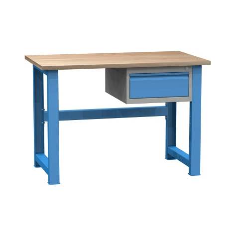 Banc de lucru atelier LxlxH 1200x700x827 mm Kovona, albastru RAL5012, 1 sertar - Kovona Lysa nad Labem