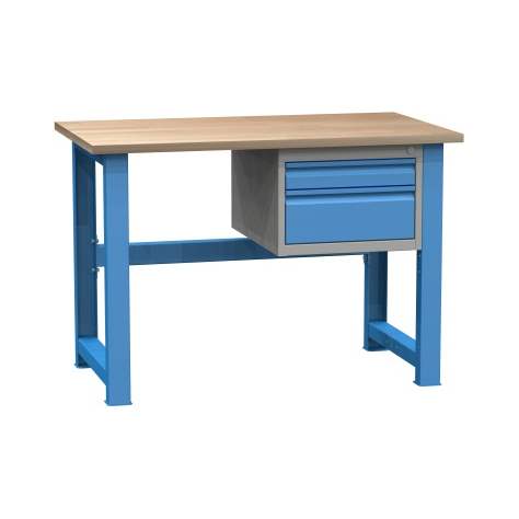 Banc de lucru atelier LxlxH 1200x700x827 mm Kovona, albastru RAL5012, 2 sertare - Kovona Lysa nad Labem