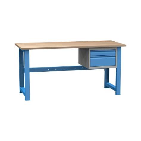 Banc de lucru atelier LxlxH 1700x700x827 mm Kovona, albastru RAL5012, 2 sertare - Kovona Lysa nad Labem