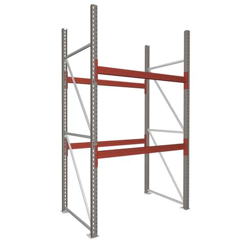 Paletový regál MULTIPAL, v x h: 2700 x 1100 mm, 2 páry nosníků 1825 mm, nosnost buňky 2200 kg, základní - META Skladovací technika