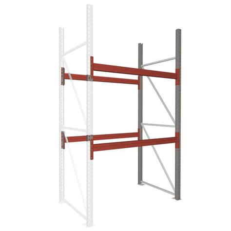 Paletový regál MULTIPAL, v x h: 2700 x 1100 mm, 2 páry nosníků 1825 mm, nosnost buňky 2200 kg, přídavný - META Skladovací technika