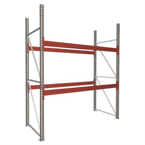 Paletový regál MULTIPAL, v x h: 2700 x 1100 mm, 2 páry nosníků 2700 mm, nosnost buňky 2400 kg, základní - META Skladovací technika