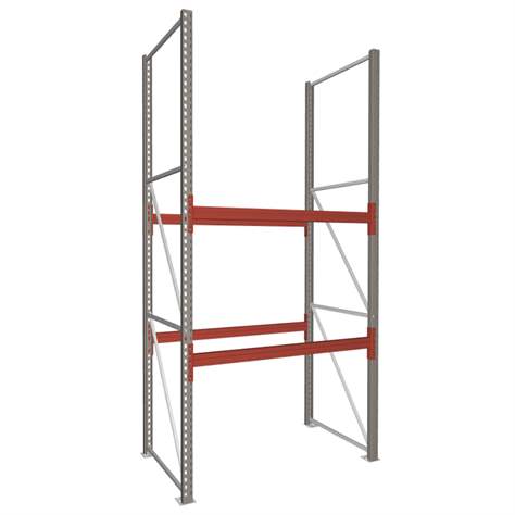 Paletový regál MULTIPAL, v x h: 3300 x 1100 mm, 2 páry nosníků 1825 mm, nosnost buňky 2200 kg, základní - META Skladovací technika