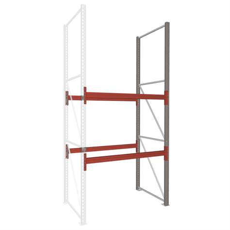 Paletový regál MULTIPAL, v x h: 3300 x 1100 mm, 2 páry nosníků 1825 mm, nosnost buňky 2200 kg, přídavný - META Skladovací technika