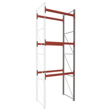 Paletový regál MULTIPAL, v x h: 4400 x 1100 mm, 3 páry nosníků 1825 mm, nosnost buňky 2200 kg, přídavný - META Skladovací technika