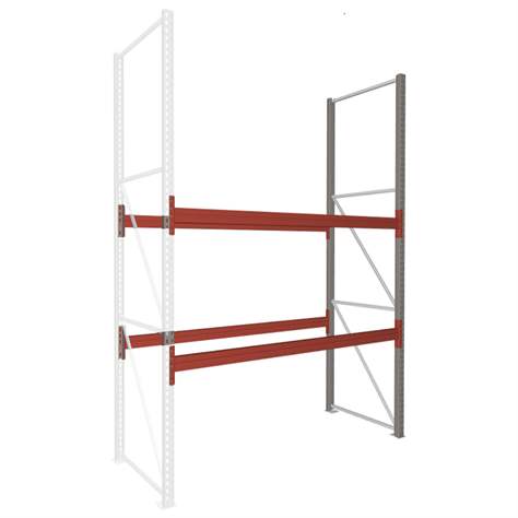 Paletový regál MULTIPAL, v x h: 4400 x 1100 mm, 3 páry nosníků 2700 mm, nosnost buňky 2400 kg, přídavný - META Skladovací technika