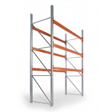 Paletový regál MULTIPAL, v x h: 4400 x 1100 mm, 3 páry nosníků 1825 mm, nosnost buňky 2200 kg, přídavný - META Skladovací technika - obrázek2