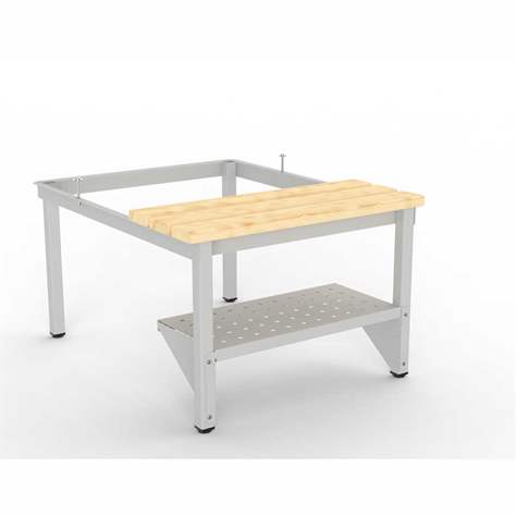 Polica na topánky z perforovaného plechu, farba šedá RAL7035, šírka 1200 mm - Malow - obrázok2