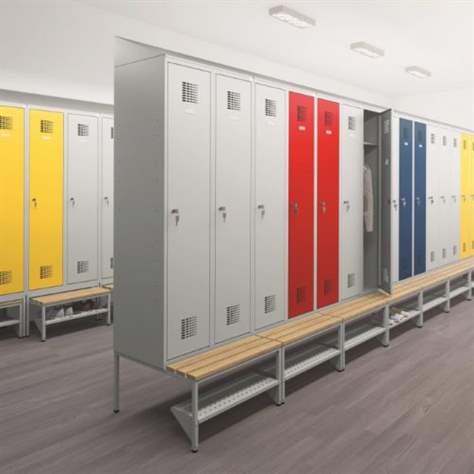 Sitzbank mit Schuhregal für Garderobenschrank WEMO, Breite 600 mm, Farbe Lichtgrau RAL7035 - Bild3