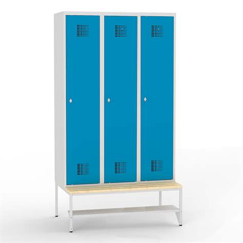 Sitzbank mit Schuhregal für Garderobenschrank WEMO, Breite 900 mm, Farbe Lichtgrau RAL7035 - Bild3