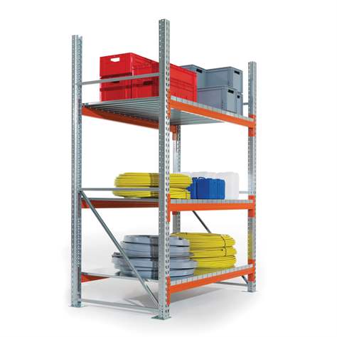 Paletový regál MULTIPAL, v x h: 4400 x 1100 mm, 3 páry nosníků 1825 mm, nosnost buňky 2200 kg, přídavný - META Skladovací technika - obrázek5