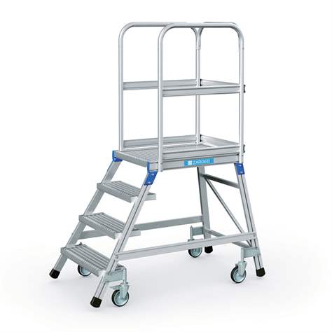 Scară punte cu trepte pe 1 parte - scară platformă cu trepte pe o parte, înălțime platformă 960 mm, 4 fuscele/trepte/trepte tip grătar