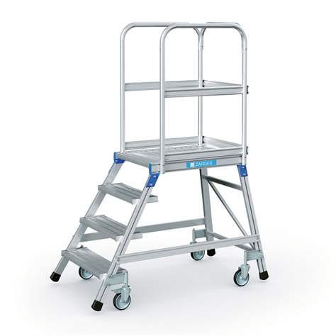 Scară punte cu trepte pe 1 parte - scară platformă cu trepte pe o parte, înălțime platformă 960 mm, 4 fuscele/trepte aluminiu antialunecare