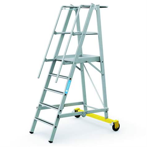 Scara mobila pliabila cu platforma de stationare inaltime platforma 1,3 m si 5 fuscele trepte