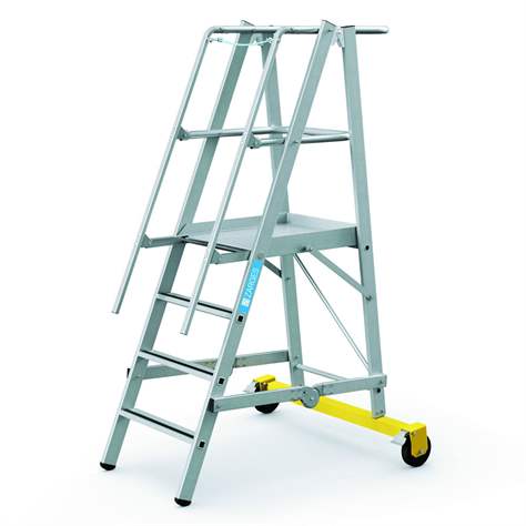 Scara mobila pliabila cu platforma de stationare inaltime platforma 1 m si 4 fuscele trepte