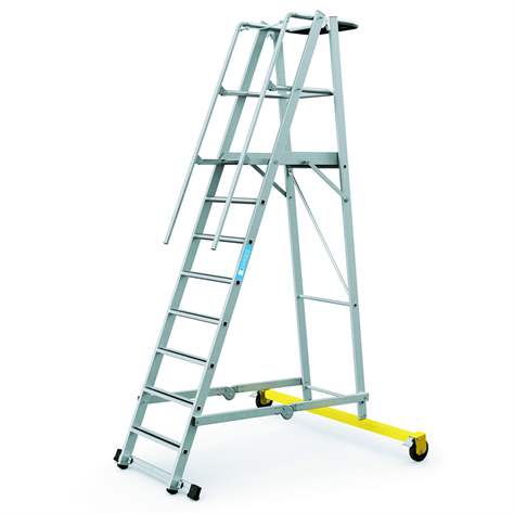 Scara mobila pliabila cu platforma de stationare inaltime platforma 2,1 m 8 fuscele trepte