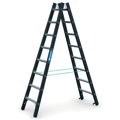 Stehleiter, beidseitig begehbar, Belastung 250 kg, Höhe 2340 mm, 2 x 8 Stufen