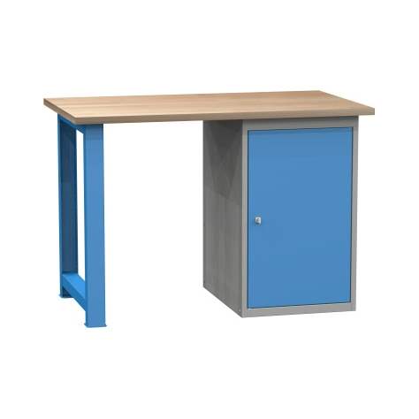 Banc de lucru atelier LxlxH 1200x700x827 mm Kovona, albastru RAL5012/ gri RAL7035, 1 box container - Kovona Lysa nad Labem