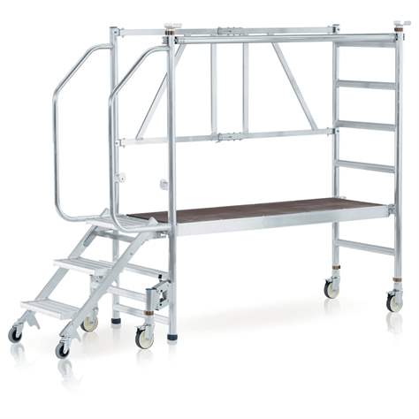 Platformă de lucru mobilă cu trepte pe o parte, pliabilă