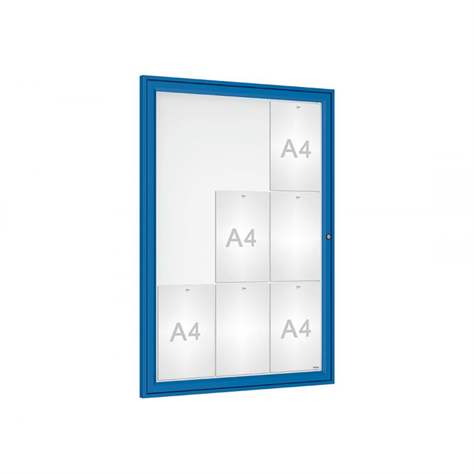 Informační vitrína venkovní, 1050 x 750 mm, barva modrá RAL5010