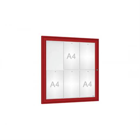 Informačná vitrína vonkajšia, 750 x 750 mm, farba bordó RAL3004