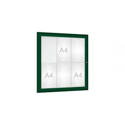 Avizier `Tradition` pentru spații exterioare, 750 x 750 mm, 6 x A4, cadru culoare verde RAL6005