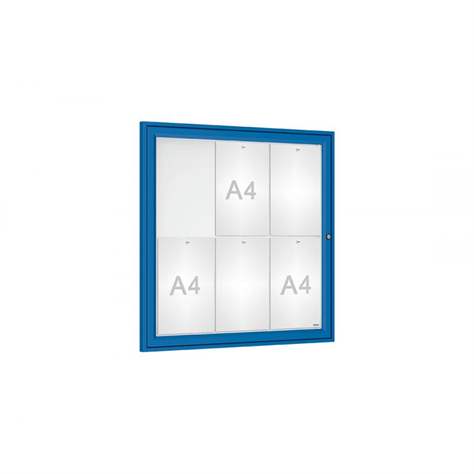 Informačná vitrína vonkajšia, 750 x 750 mm, farba modrá RAL5010