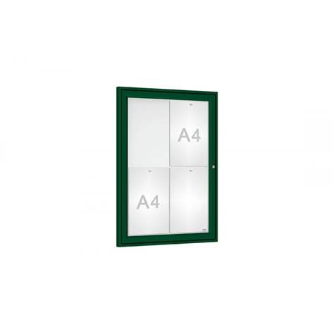 Avizier `Tradition` pentru spații exterioare, 750 x 550 mm, 4 x A4, cadru culoare verde RAL6005