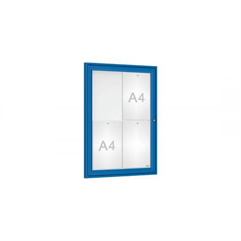 Informačná vitrína vonkajšia, 750 x 550 mm, farba modrá RAL5010