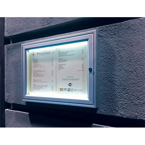 Avizier `Tradition` pentru spații exterioare, 400 x 550 mm, 2 x A4, cadru-culoare maro RAL8017 - imagine6