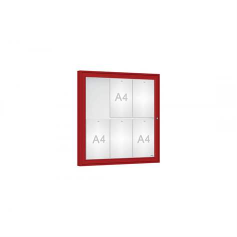 Vitrína venkovní 'Klasik', 750 x 750 mm, barva bordó RAL3004