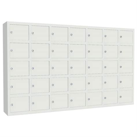 Dulap metalic întărit cu compartimente pentru bunuri mici, sudat, 7x5 compartimente, HxLxl: 780x1290x200 mm, gri RAL7035 - Malow