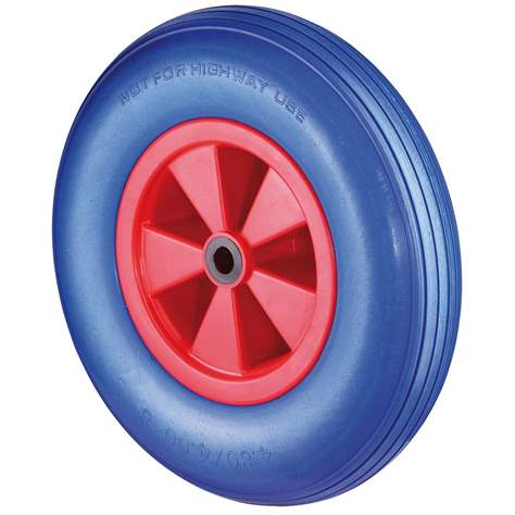 Transportrad, polyurethanreifen blau, Radkorper Kunststoff, Durchm. 400 mm, Traglast 200 kg