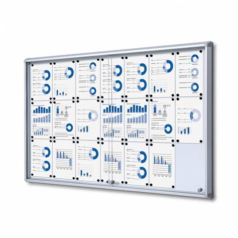 Informační vitrína, s posuvnými dveřmi, bílá magnetická zadní stěna, pro počet listů 21xA4