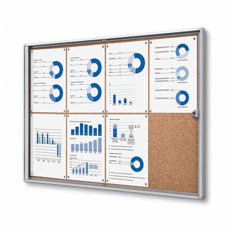 Informační vitrína, korková zadní stěna, pro počet listů 8xA4
