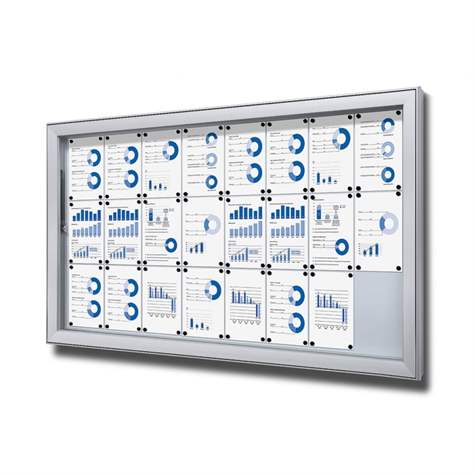 Venkovní vitrína Premium, hloubka 68 mm, magnetická zadní stěna, pro počet listů 24xA4