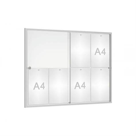 Vnitřní vitrína 'Reference', 750 x 1000 mm, zadní stěna plech, rám eloxováný hliník