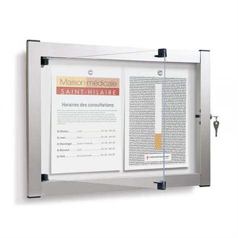 Avizier Media pentru spații interioare, 382 x 512 mm, 2 x A4, cadru din aluminiu