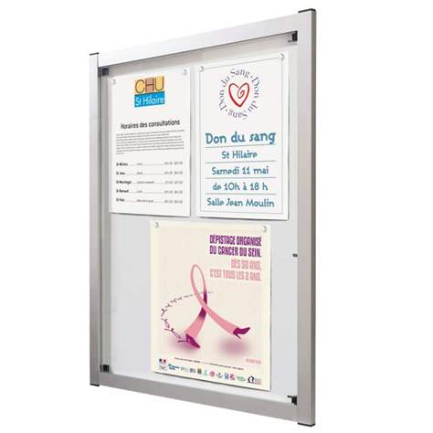 Avizier Media pentru spații interioare, 715 x 722 mm, 6 x A4, cadru din aluminiu