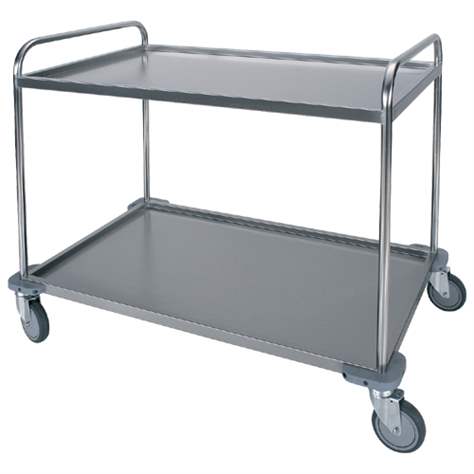 Cărucior cu polițe din oțel inoxidabil, profesional, 2 polițe, HxLxl: 890x730x1150 mm