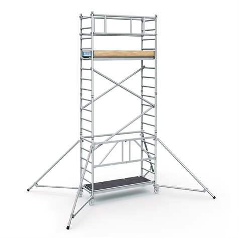 Modulares Aluminium-Gerüst mit Räder, Plattform 1,8 x 0,6 m, Plattformhöhe 3,55 m