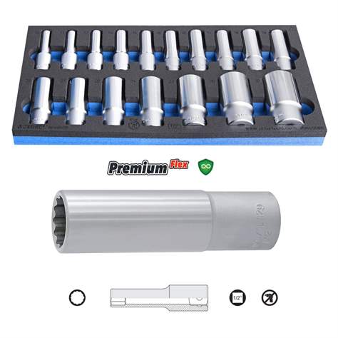 Sada dlouhých hlavic 1/2" (10-32), UNIOR, 17 ks - UNIOR Slovenia - obrázek2