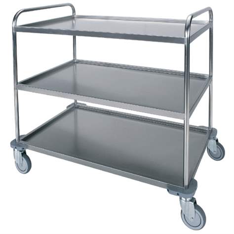Cărucior cu polițe din oțel inoxidabil, profesional, 3 polițe, HxLxl: 1080x730x1150 mm