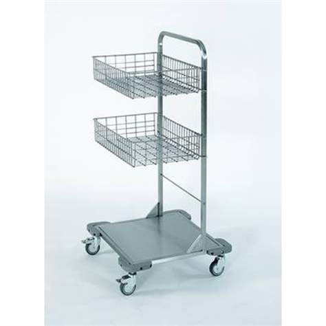 Mobiles Gestell aus Edelstahl mit 2 Hängekörben, HxBxT: 1120x570x550 mm.