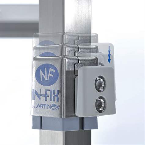 Raft cu inserare din inox, 4 polițe netede 1000 x 400 mm, înălţimea 2000 mm, raft de colț dreapta - imagine3