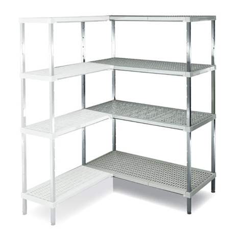 Edelstahl-Steckregal, 4 gelochte PP-Fachböden, H x B x T: 1800x1500x400 mm